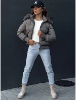 Dámska prešívaná zimná bunda s kožušinou COLDPACK tmavosivá FashionStreet TY4428