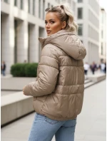 Dámska prešívaná bunda s kapucňou béžová FashionStreet TY5585