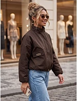 Dámska prechodná bunda typu bomber so stojáčikom, hnedá, FashionStreet TY6022 Dámska prechodná bunda typu bomber so stojáčikom, hnedá, FashionStreet TY6022