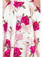 Rozšírené dámske šaty so vzorom ruží as výstrihom v tvare srdca 114-16