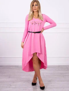 Šaty s ozdobným pásikom a nápisom light pink