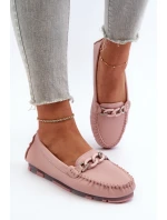 Skórzane Mokasyny Damskie Z Ozdobą Różowe S.Barski LR339