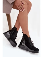 Dámské kotníčkové boty na platformě D&A MR52-106 Černé