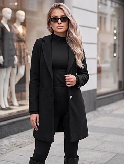 Płaszcz damski klasyczny jednorzędowy czarny FashionStreet NY0846