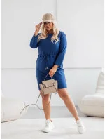 Dámske tmavomodré bavlnené šaty so šnúrkou (719) Dámske tmavomodré bavlnené šaty so šnúrkou (719)