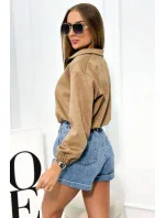 Semišová mikina na zips béžový