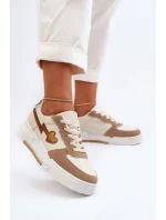 Sneakersy Damskie Na Platformie Beżowe Zeparine