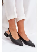 Plecione Sandały Damskie Na Delikatnym Obcasie Czarne Jorela