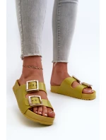 Damskie Klapki Gładkie ZAXY LL285077 Limonkowe