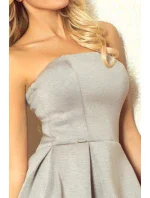 Dámske spoločenské neoprén šaty korzetové GORZET krátke sivé - Šedá / L - Numoco