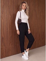 Dámske joggerové nohavice s gumou v páse, čierne, FashionStreet UY3152 Dámske joggerové nohavice s gumou v páse, čierne, FashionStreet UY3152