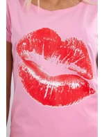 Blúzka s potlačou pier svetloružová Blúzka s potlačou pier svetloružová