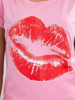 Blúzka s potlačou pier svetloružová