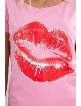Blúzka s potlačou pier svetloružová Blúzka s potlačou pier svetloružová