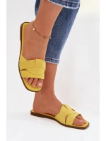 Dámské ploché sandály s pásky Eko Zamszové Žluté Florane