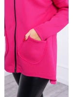 Zateplená mikina s predĺženým chrbtom a vreckami fuchsiová Zateplená mikina s predĺženým chrbtom a vreckami fuchsiová