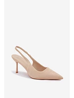 Dámske sandále na podpätku z ekologického semišu Beige Kevina Dámske sandále na podpätku z ekologického semišu Beige Kevina