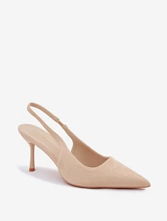 Dámské sandály na podpatku z eko semiše Béžové Kevina
