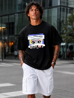 Pánske bavlnené tričko nadrozmernej veľkosti s čiernou potlačou FashionStreet NX1037R