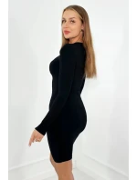 Pletené šaty s výstrihom čierne Pletené šaty s výstrihom čierne