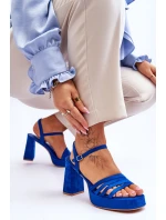 Damskie Zamszowe Sandały Na Obcasie I Platformie Niebieskie Verda