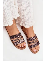 Płaskie Klapki Damskie Ze Złotym Detalem Panterka Noroti