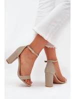 Błyszczące Sandały Damskie Na Słupku Złote Kavina