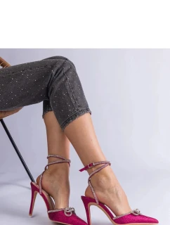 Dámske lodičky na podpätku H2810 Dark pink glitter - BELLAMICA shoes