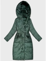 Obojstranná dlhá bunda s kapucňou zelená (P22-6638-33+33)