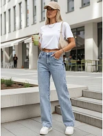 Dámske džínsy s vysokým pásom a širokými nohavicami modré FashionStreet UY2953