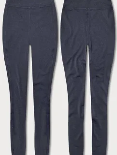 Tmavomodré dámske legíny s ozdobnými švami (54460)