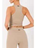 M734 Rebrované pletené legíny - béžové