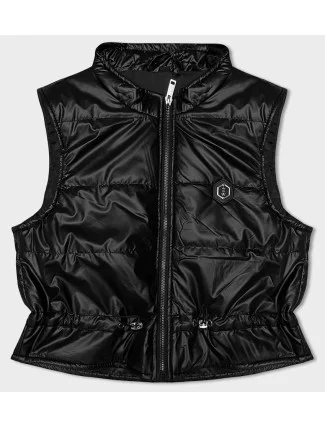 Krátke čierne dámske tielko s okrúhlym výstrihom S'West (B8178-1) Krátke čierne dámske tielko s okrúhlym výstrihom S'West (B8178-1)