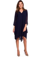 Dámske šifónové šaty s asymetrickým lemom S159 black - Stylove Dámske šifónové šaty s asymetrickým lemom S159 black - Stylove