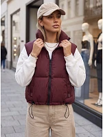 Dámska prešívaná zateplená krátka vesta v bordovej farbe FashionStreet TY5971