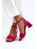 Sandały Damskie Na Obcasie Z Eko Zamszu Vinceza 17328 Fuksja