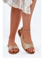Sandały Damskie Na Płaskim Obcasie Złote Weanise