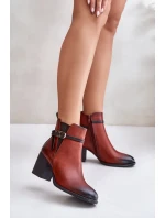 Dámske členkové topánky na podpätku s remienkom Brown Zinithia Dámske členkové topánky na podpätku s remienkom Brown Zinithia