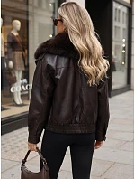 Dámska zimná kožená bunda s kožušinou, hnedá, FashionStreet TY6027 Dámska zimná kožená bunda s kožušinou, hnedá, FashionStreet TY6027