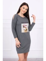 Šaty s potlačou košíka v grafitovej farbe