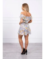 Zelené kvetinové šaty s otvorenými ramenami