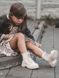 Dziecięce Botki Skórzane Z Suwakiem Beżowe Omua