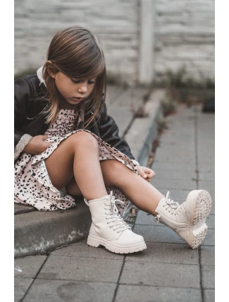 Dziecięce Botki Skórzane Z Suwakiem Beżowe Omua