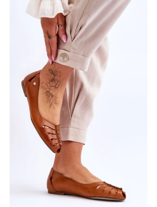 Zazoo 10009 Wygodne Skórzane Baleriny Damskie Brązowe Zazoo 10009 Wygodne Skórzane Baleriny Damskie Brązowe