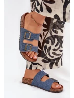 Dámske papuče na korkovej platforme s prackami Dark Denim Vesina Dámske papuče na korkovej platforme s prackami Dark Denim Vesina