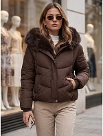 Dámska zimná prešívaná bunda s kožušinou, hnedá, FashionStreet TY5983 Dámska zimná prešívaná bunda s kožušinou, hnedá, FashionStreet TY5983