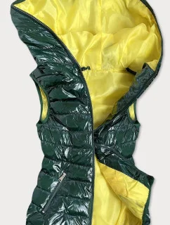 Zelená dámska vesta s kontrastnou podšívkou (B9549)