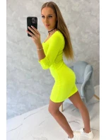 Šaty s gombíkovým výstrihom žlté neónové