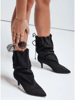 Dámske semišové čižmy s naberaným zvrškom čierne FashionStreet ZY1138