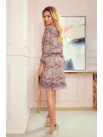 Bakara - Vzdušné šifónové dámske šaty so vzorom "Boho" as dekoltom 295-1